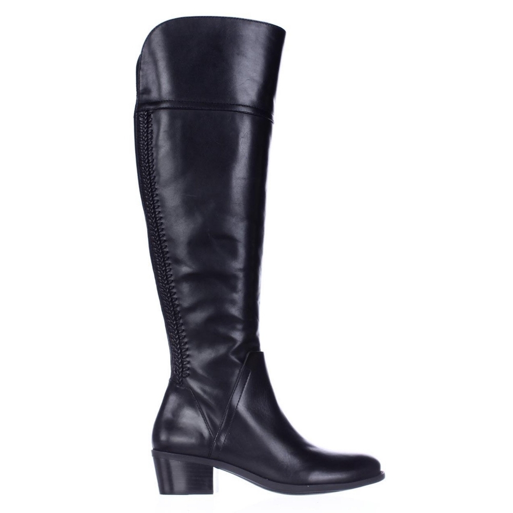 New Vince Camuto Bendra Riding Over The Knee High Boot Black Genuine Leather 5.5
